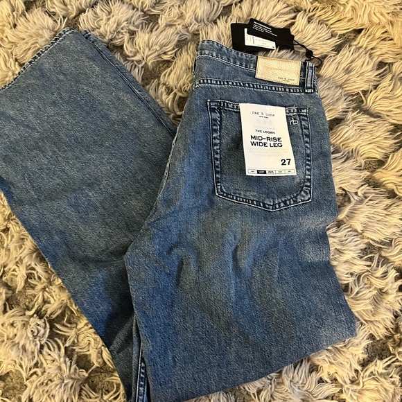 RAG & BONE RIVER FEATHERWEIGHT LOGAN HIGH RISE WIDE LEG JEANS 3 SIZES - Picture 10 of 12